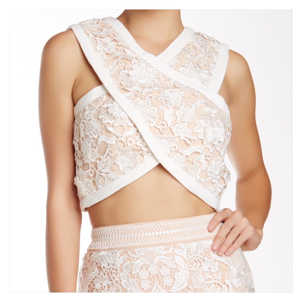 Lace Cross-Over Crop Top NWT